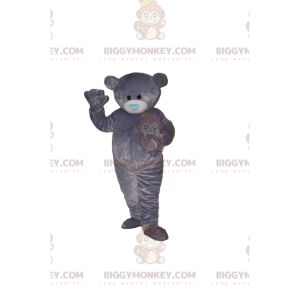 BIGGYMONKEY™ Μασκότ στολή Grey Bear Cub με μπλε ρύγχος καρδιάς
