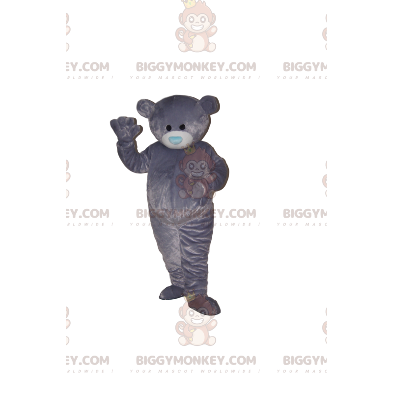 BIGGYMONKEY™ Μασκότ στολή Grey Bear Cub με μπλε ρύγχος καρδιάς