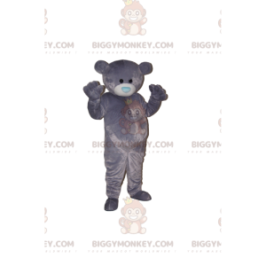 Kostým maskota BIGGYMONKEY™ Šedé medvídě s modrým srdíčkovým