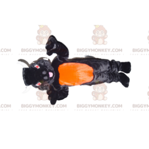Disfraz de mascota BIGGYMONKEY™ Toro negro y naranja con ojos