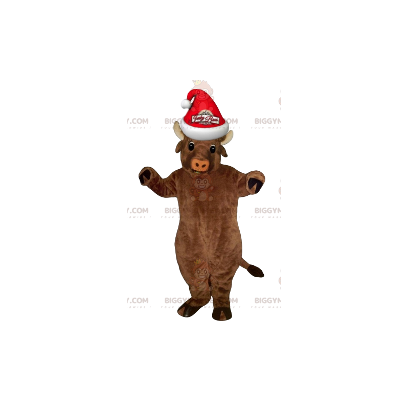 BIGGYMONKEY™ Costume da mascotte Mucca marrone molto sorridente