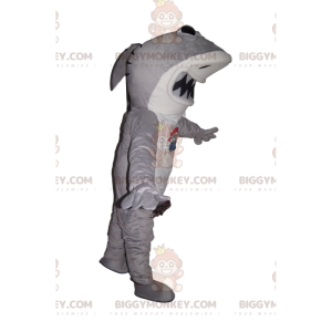 Costume de mascotte BIGGYMONKEY™ de requin gris et blanc avec