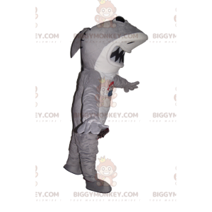 Grijze en witte haai BIGGYMONKEY™ mascottekostuum met groot