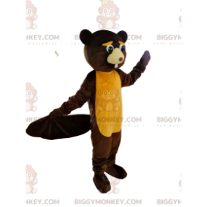 Costume de mascotte BIGGYMONKEY™ de castor marron et jaune trop