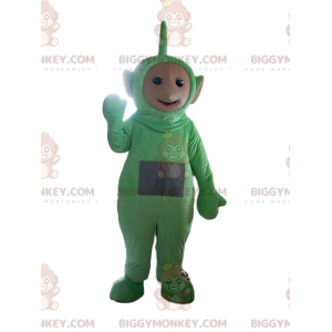 Costume de mascotte BIGGYMONKEY™ de teletubbie vert. Costume de