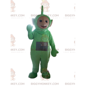 Fato de mascote BIGGYMONKEY™ verde teletubbie. fantasia de