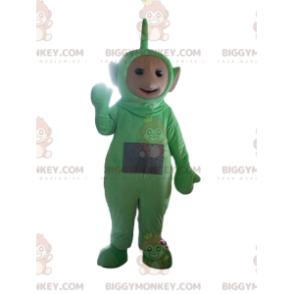 Costume de mascotte BIGGYMONKEY™ de teletubbie vert. Costume de