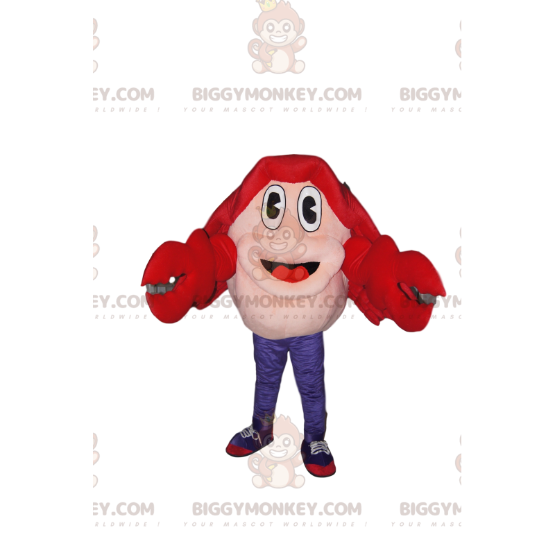 Zeer enthousiaste Red Crab BIGGYMONKEY™ mascottekostuum -