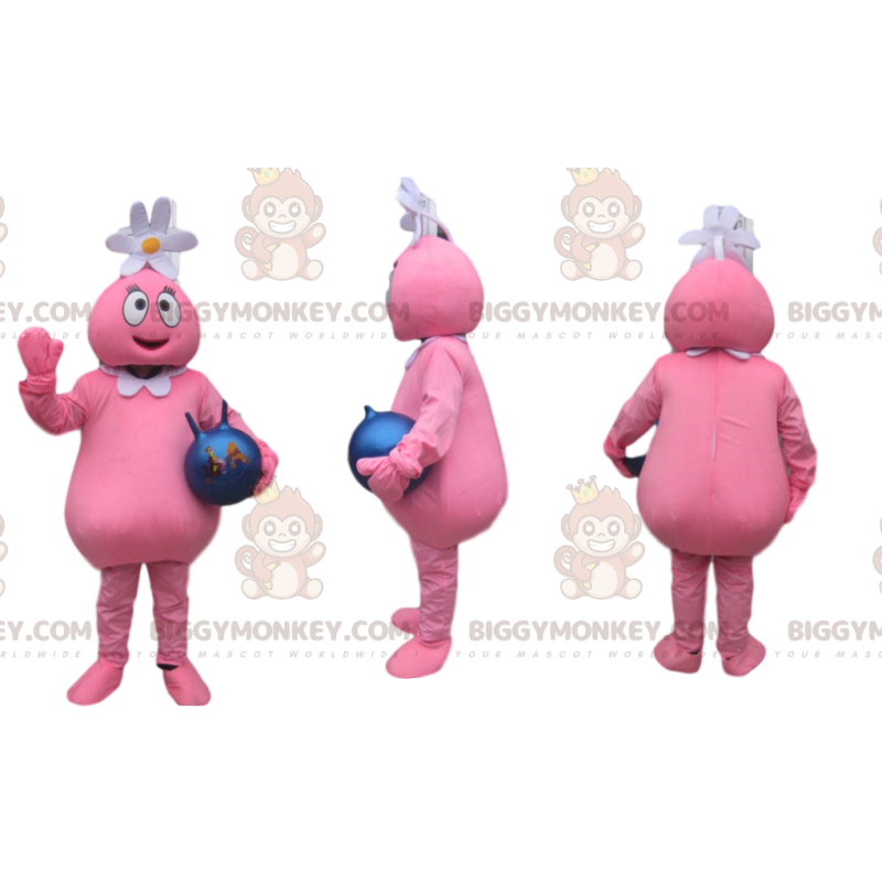 BIGGYMONKEY™ Maskottchen-Kostüm Lustige rosa Figur mit