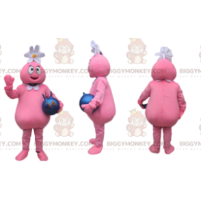 BIGGYMONKEY™ Costume da mascotte buffo personaggio rosa con