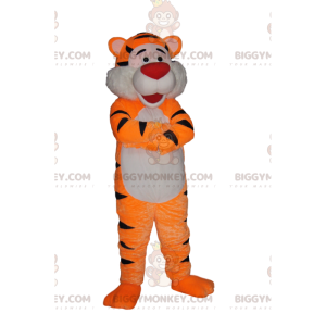 BIGGYMONKEY™ maskotkostume Meget glad tiger med rødt næseparti