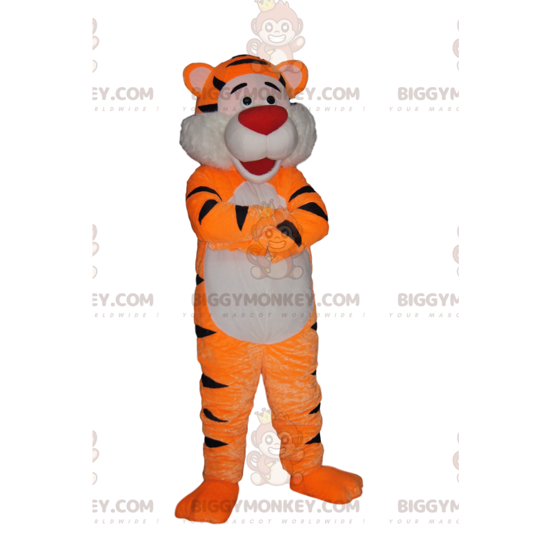 Costume de mascotte BIGGYMONKEY™ de tigre très heureux avec un