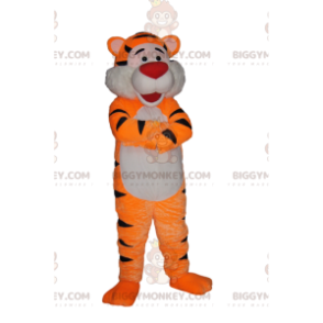 BIGGYMONKEY™ Mascottekostuum Zeer blije tijger met rode snuit -