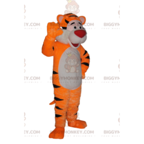 BIGGYMONKEY™ Mascottekostuum Zeer blije tijger met rode snuit -