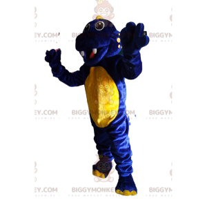 Disfraz de mascota BIGGYMONKEY™ de dinosaurio azul y amarillo