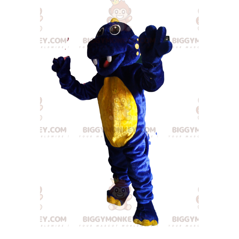 Disfraz de mascota BIGGYMONKEY™ de dinosaurio azul y amarillo