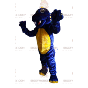 Super spændt blå og gul dinosaur BIGGYMONKEY™ maskotkostume -