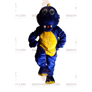 Kostium maskotka super podekscytowany niebiesko-żółty dinozaur