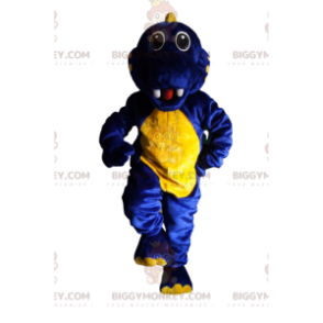 Costume da mascotte BIGGYMONKEY™ dinosauro blu e giallo super