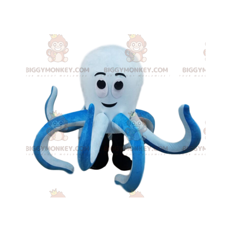 BIGGYMONKEY™ Giant White and Blue Octopus Maskotdräkt -