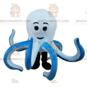 BIGGYMONKEY™ Costume mascotte polpo gigante bianco e blu -