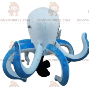 BIGGYMONKEY™ Costume mascotte polpo gigante bianco e blu -