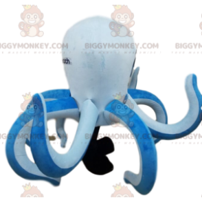 BIGGYMONKEY™ Kæmpe hvid og blå blækspruttemaskotkostume -