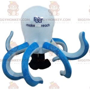 BIGGYMONKEY™ Costume mascotte polpo gigante bianco e blu -