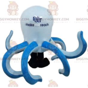 BIGGYMONKEY™ Costume mascotte polpo gigante bianco e blu -