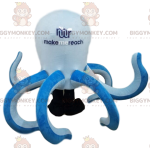 BIGGYMONKEY™ Giant White and Blue Octopus Maskotdräkt -