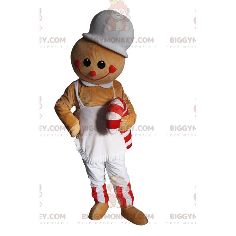 Candy Cane Gingerbread Character BIGGYMONKEY™ Mascot Costume -