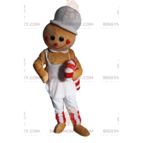Candy Cane Gingerbread Character BIGGYMONKEY™ Mascot Costume –