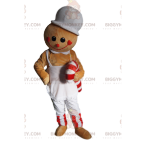 Candy Cane Gingerbread Character BIGGYMONKEY™ Mascot Costume -