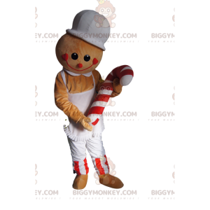 Candy Cane Gingerbread Character BIGGYMONKEY™ Mascot Costume -