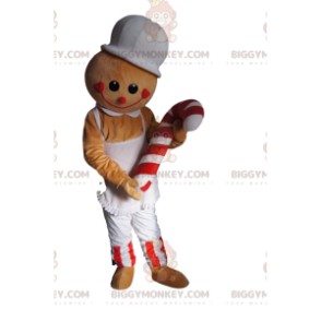 Candy Cane Gingerbread Character BIGGYMONKEY™ Mascot Costume –