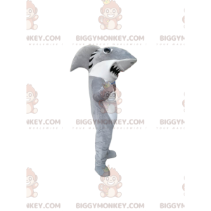 Costume da mascotte BIGGYMONKEY™ squalo bianco e grigio -