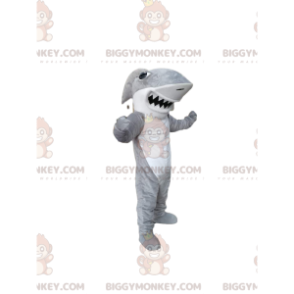 Costume da mascotte BIGGYMONKEY™ squalo bianco e grigio -