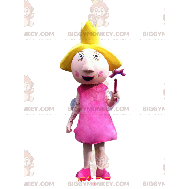 Fato de mascote Fairy BIGGYMONKEY™ com um lindo vestido rosa.