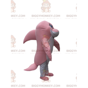 Disfraz de mascota BIGGYMONKEY™ de delfín rosado y blanco