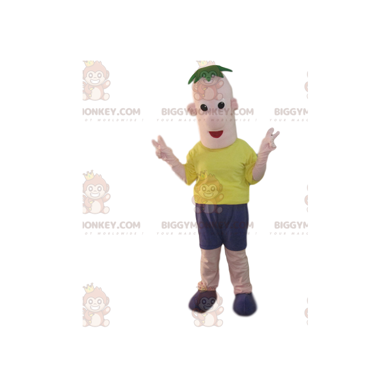 BIGGYMONKEY™ Funny Man-mascottekostuum met groene franje -