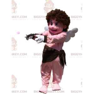 Traje de mascote Cupido BIGGYMONKEY ™ com rosto bonito e cabelo