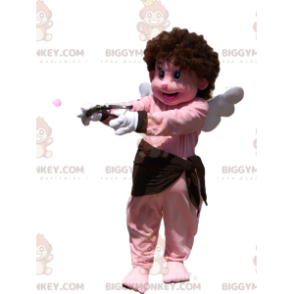 Traje de mascote Cupido BIGGYMONKEY ™ com rosto bonito e cabelo