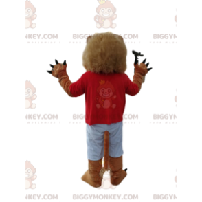 Fantasia de mascote de leão divertido BIGGYMONKEY™ com camisa