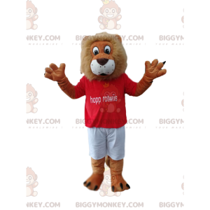 Fantasia de mascote de leão divertido BIGGYMONKEY™ com camisa