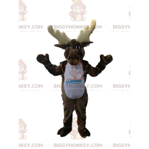 Traje de mascote Moose BIGGYMONKEY™ com grandes chifres –