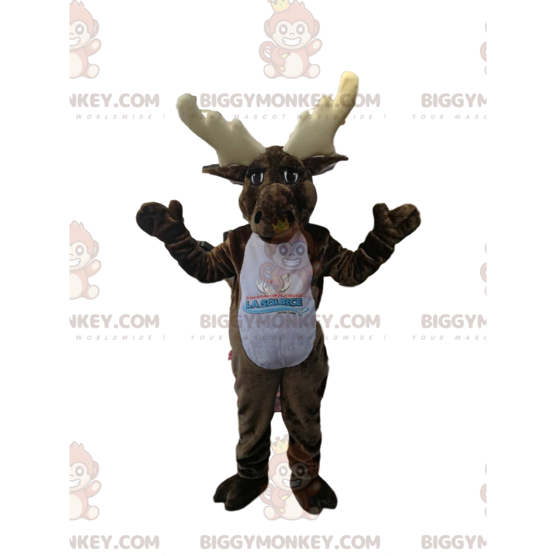 Costume da mascotte Moose BIGGYMONKEY™ con grandi corna -