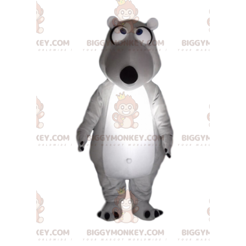 Πολύ αστεία στολή μασκότ BIGGYMONKEY™ με λευκή και γκρι αρκούδα