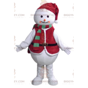 BIGGYMONKEY™ Schneemann-Maskottchen-Kostüm mit Weihnachtsoutfit