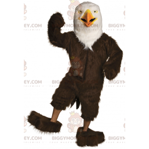 Costume de mascotte BIGGYMONKEY™ d'aigle marron et blanc très
