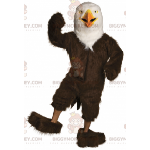 Costume de mascotte BIGGYMONKEY™ d'aigle marron et blanc très